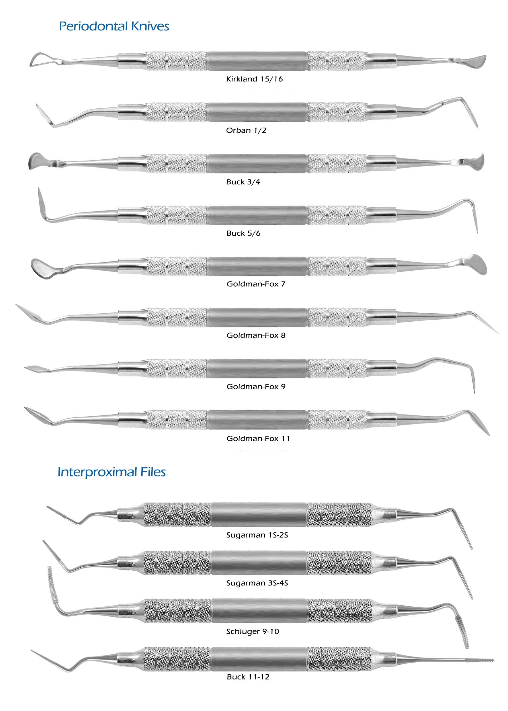 PERIODONTAL KNIVES IMTERPROXIMAL FILES