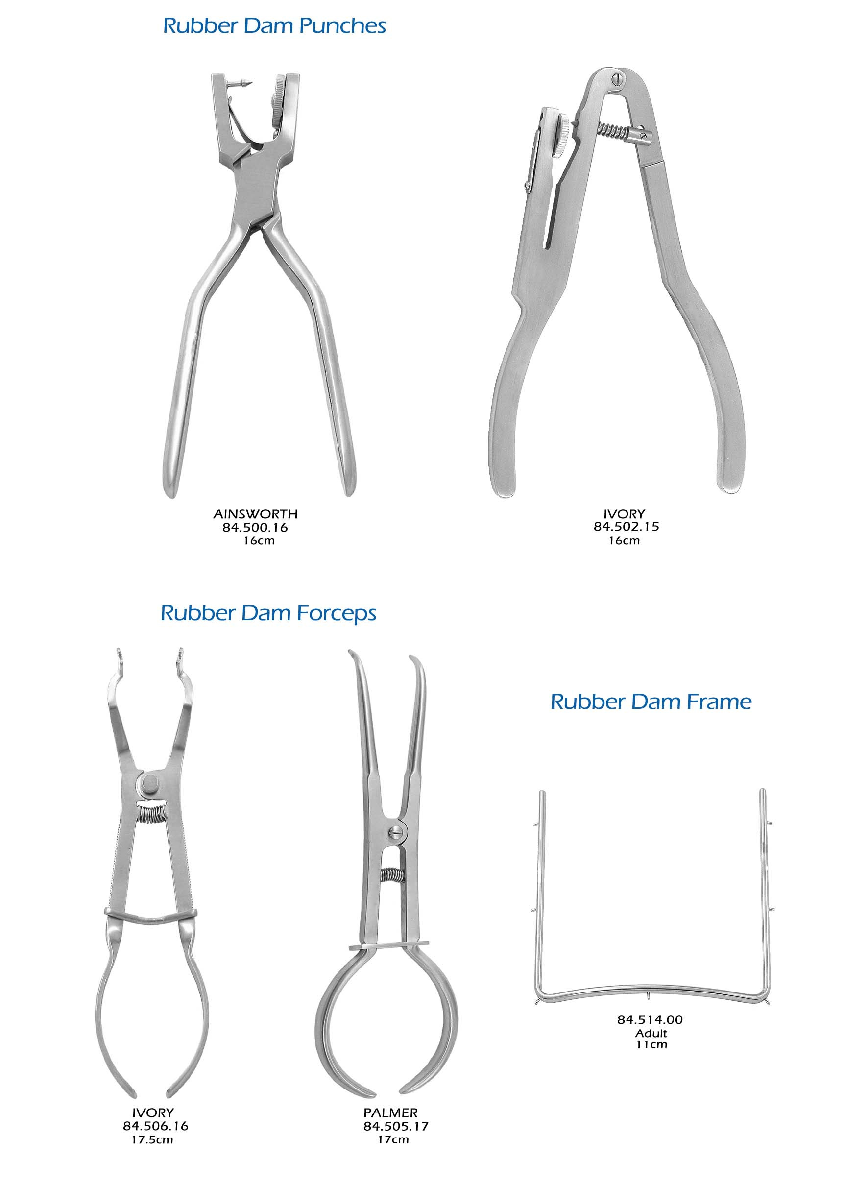 Rubber dam instruments